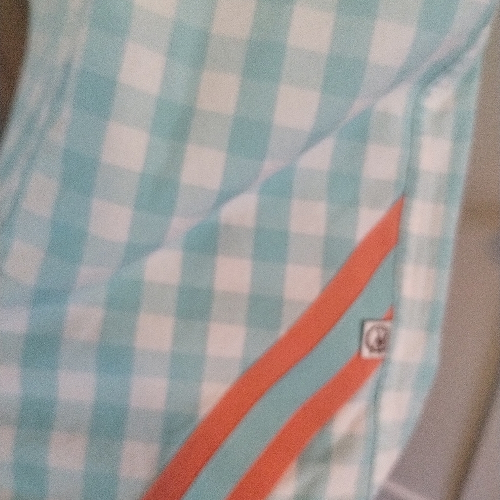 Men's CAVI Short Sleeves Button Up Aqua White Gingham Collar Shirt 4x Big Tall - Picture 7 of 7